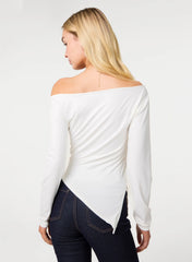 Off Shoulder Asymmetric Hem Top