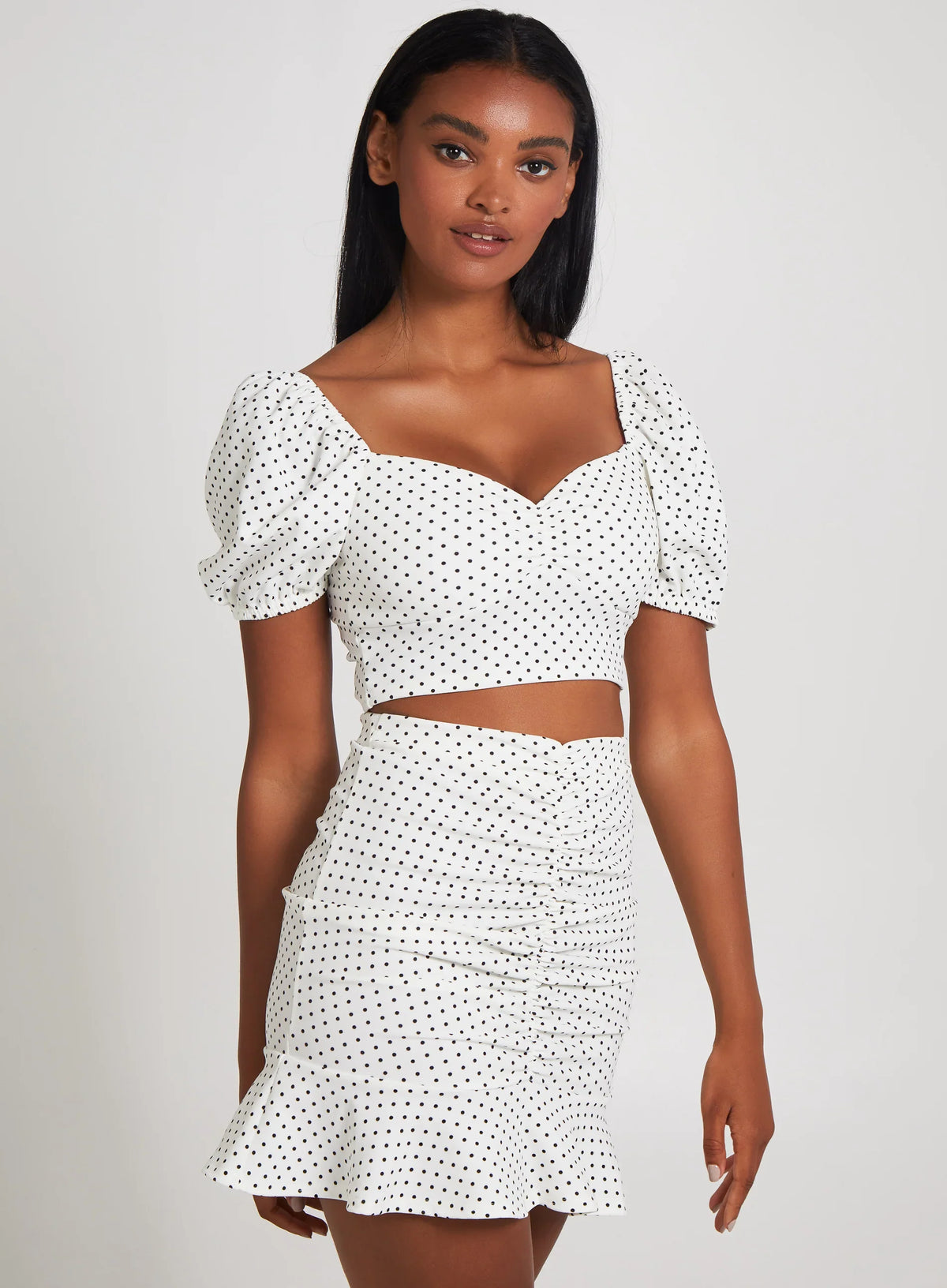 Polka Dot Puff Sleeve Top