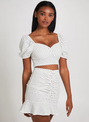 Polka Dot Puff Sleeve Top