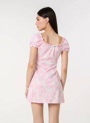 Puff Sleeve Mini Dress in Floral Print