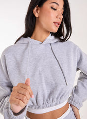 Contrast Waistband Cropped Hoodie
