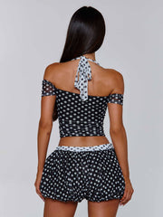 MARLOWE TOP BLACK POLKA DOT